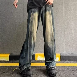 Vintage-Jeans im amerikanischen Stil mit High-End-Feeling, lockere Passform, gerades Bein, weites Bein, drapierte lange Hose für Herren und Damen