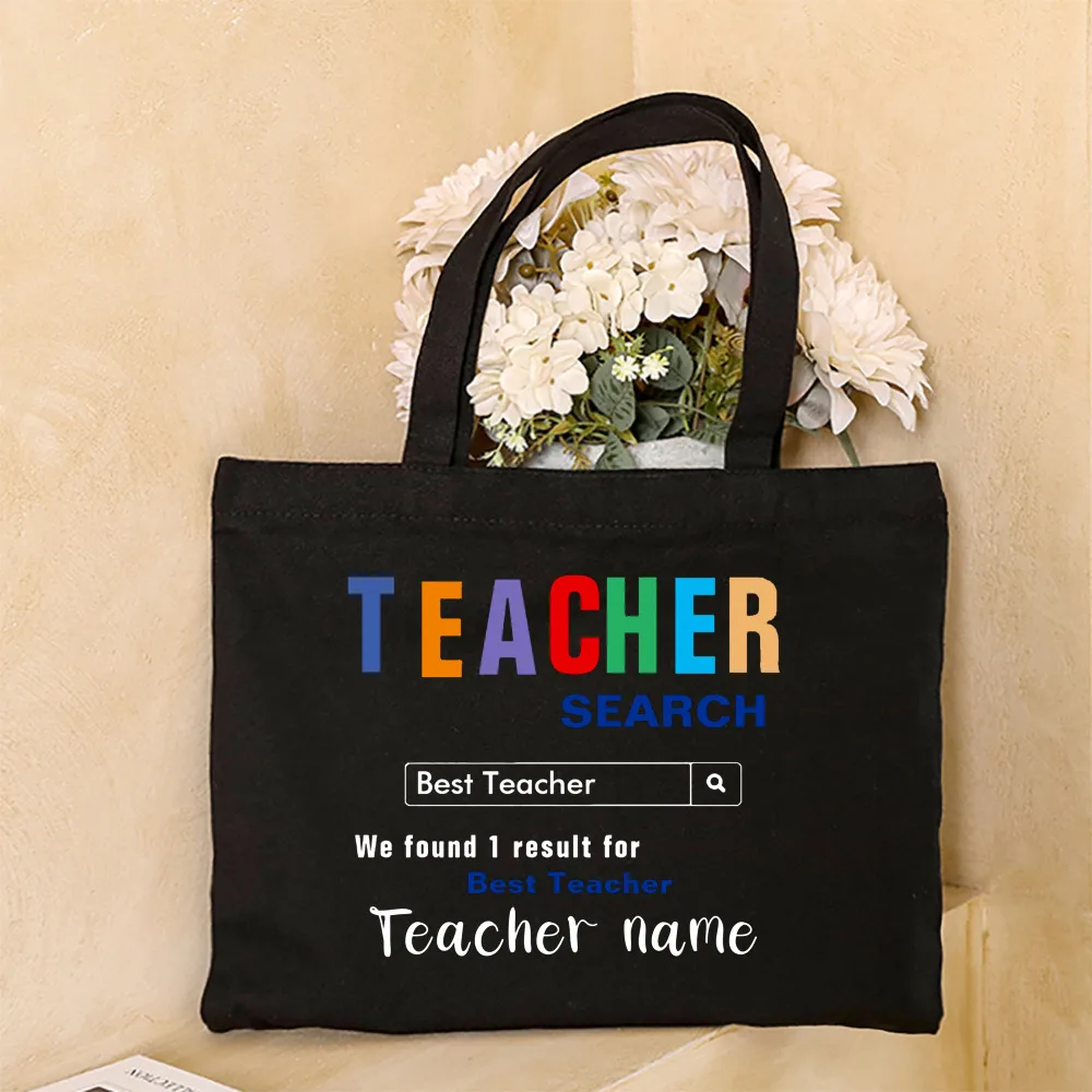 Bolso de hombro con nombre personalizado para mujer, bolsa de compras de lona, bolsos escolares estéticos personalizados, regalos para profesores