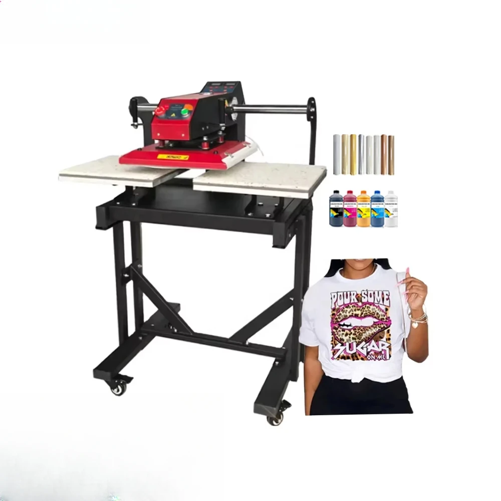 

38*38 T-Shirt Printing Pressing Flatbed Heat Transfer Machine Pneumatic Duplex Ironing Electric Upper Slide New Heat Press