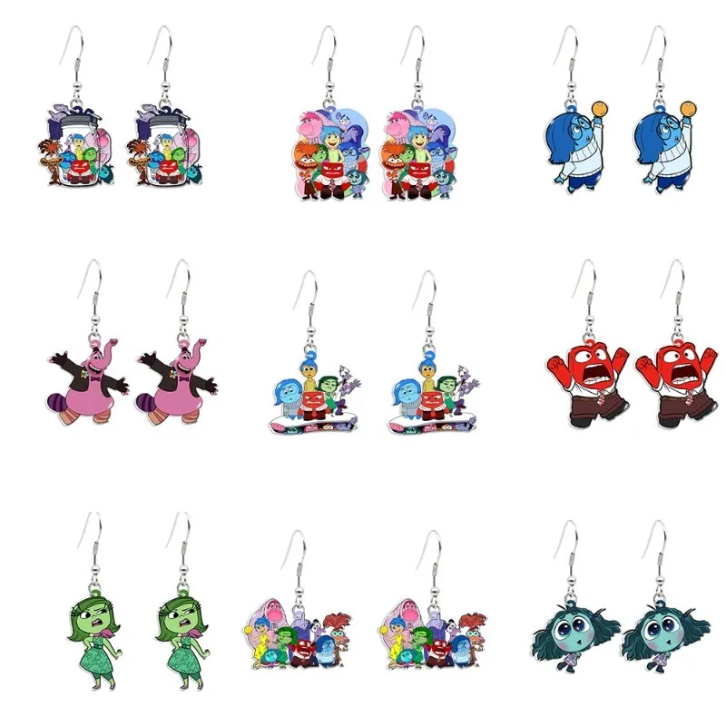 

Disney Inside Out 2 Earrings Cute Anime Figures Sadness Anxiety Embarrassment Envy Fashion Jewelry Accessories Dangle Earrings