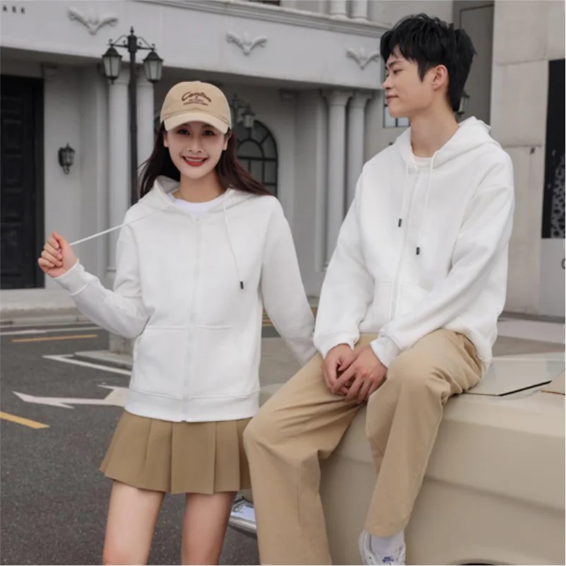 Fashion Zipper Hoodie Custom Design 100% Cotton Sweatshirt Embroidery Company Logo Thin Solid Color Hoodie Printing Text Pattern