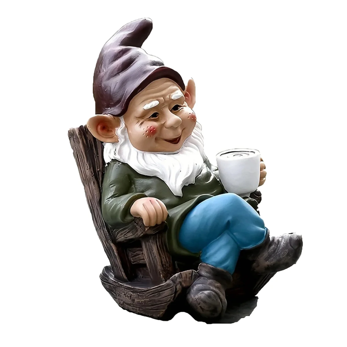 Gnome Dwarf Rocking Chair Ornament Resin Outdoor Garden Decoration Patio Leisurely Drinking Tea Lazy Decoration