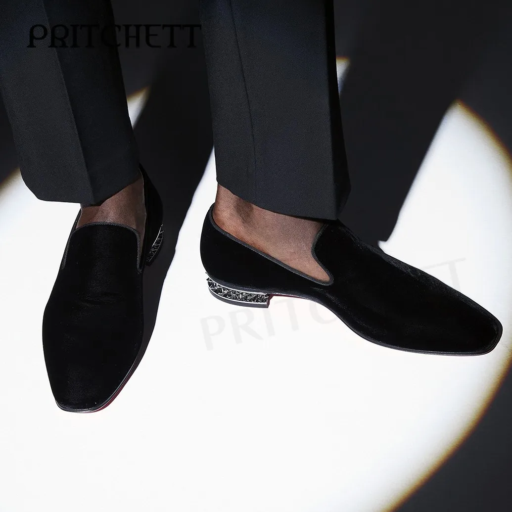 

Black Velvet Loafers Simple Design Comfortable Slip-On Casual Shoes Fashionable Large Size Daily Business Men's Shoes