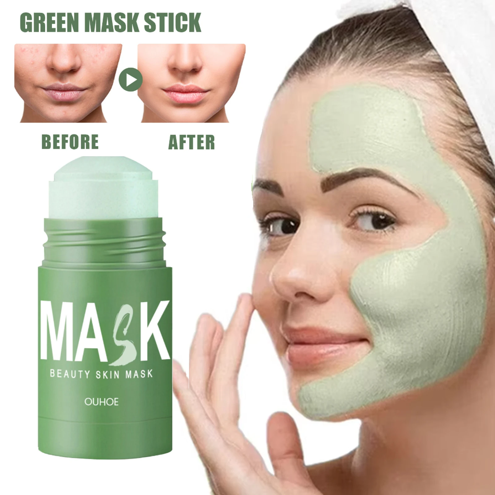 

Чистая маска для лица, очищающая палочка с зеленым чаем, маска для сужения пор, удаление черных точек, очищающая увлажняющая грязевая маска для лица