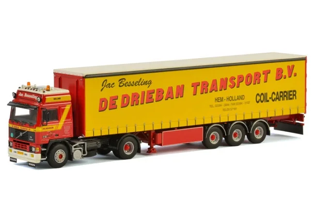 

WSI 1:50 Scale VO/VO F12 4X2 Axle Tractor,Side Curtain tarpaulin Transport Container Truck Diecast Toy Model Gift 01-2526