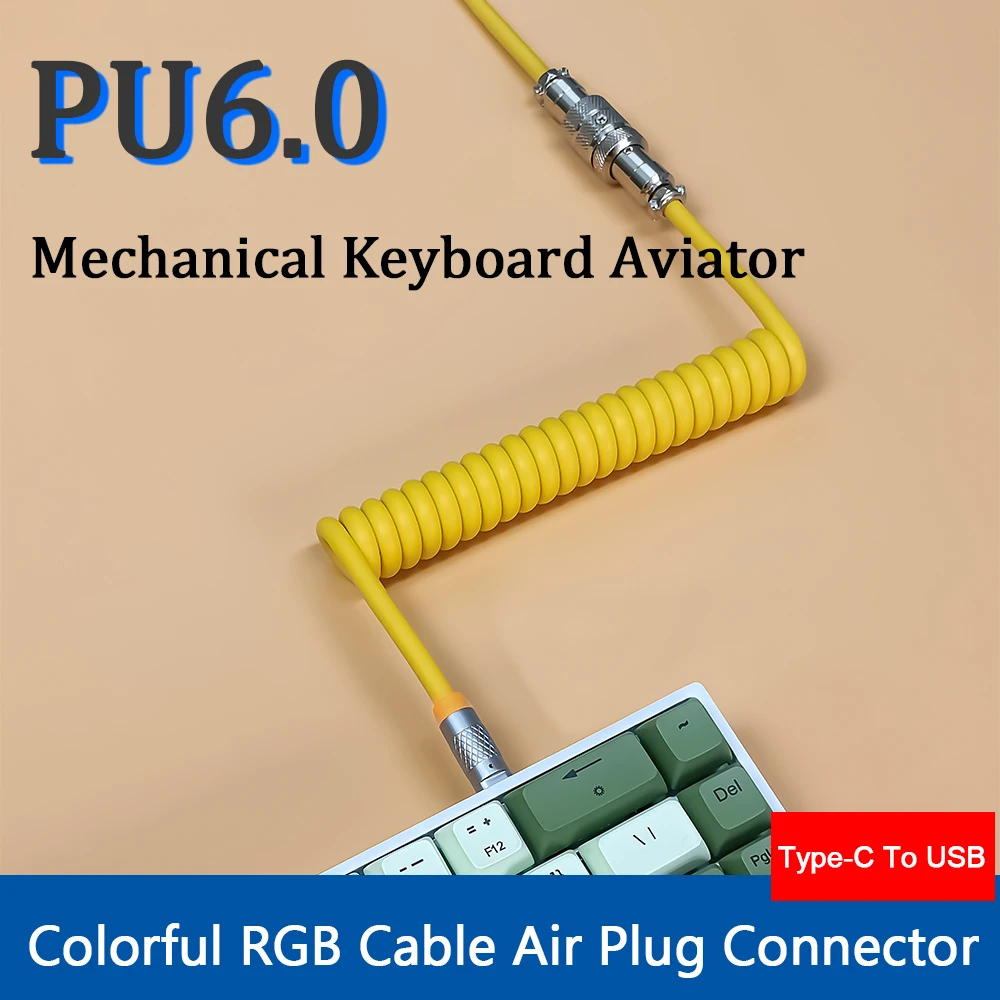 Mechanical Keyboard Coiled Cable Wire Type C USB Cable Custom Gaming Coiled Aviator Computer Aviation Connector Charging Cable