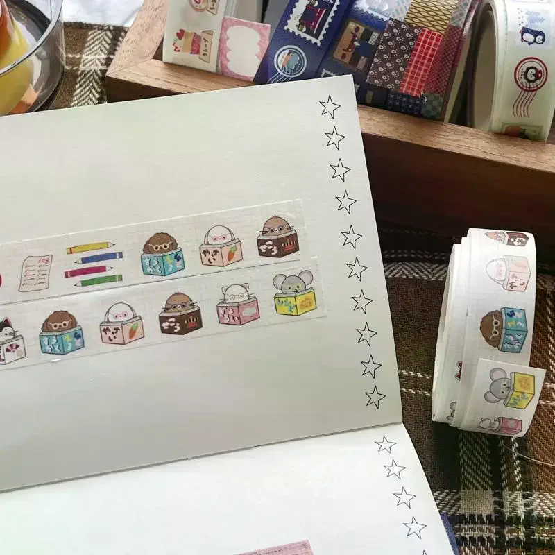النمط الياباني الكرتون اشي الشريط ملصق INS الجمالية ورقة الشريط DIY كتيب سكرابوكينغ مخطط الجمالية شريطٌ لاصق