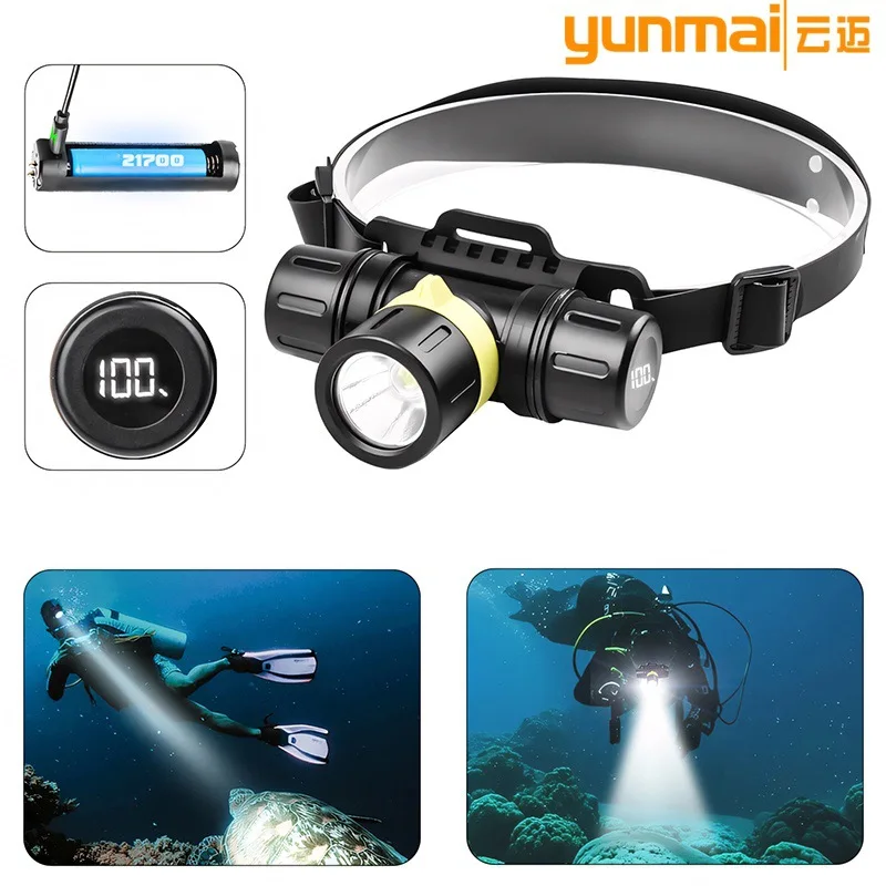 Newest XHP70 Diving Headlight Independent Digital Display Rechargeable Amphibious Professional Strong Light Diving Headlight Hot