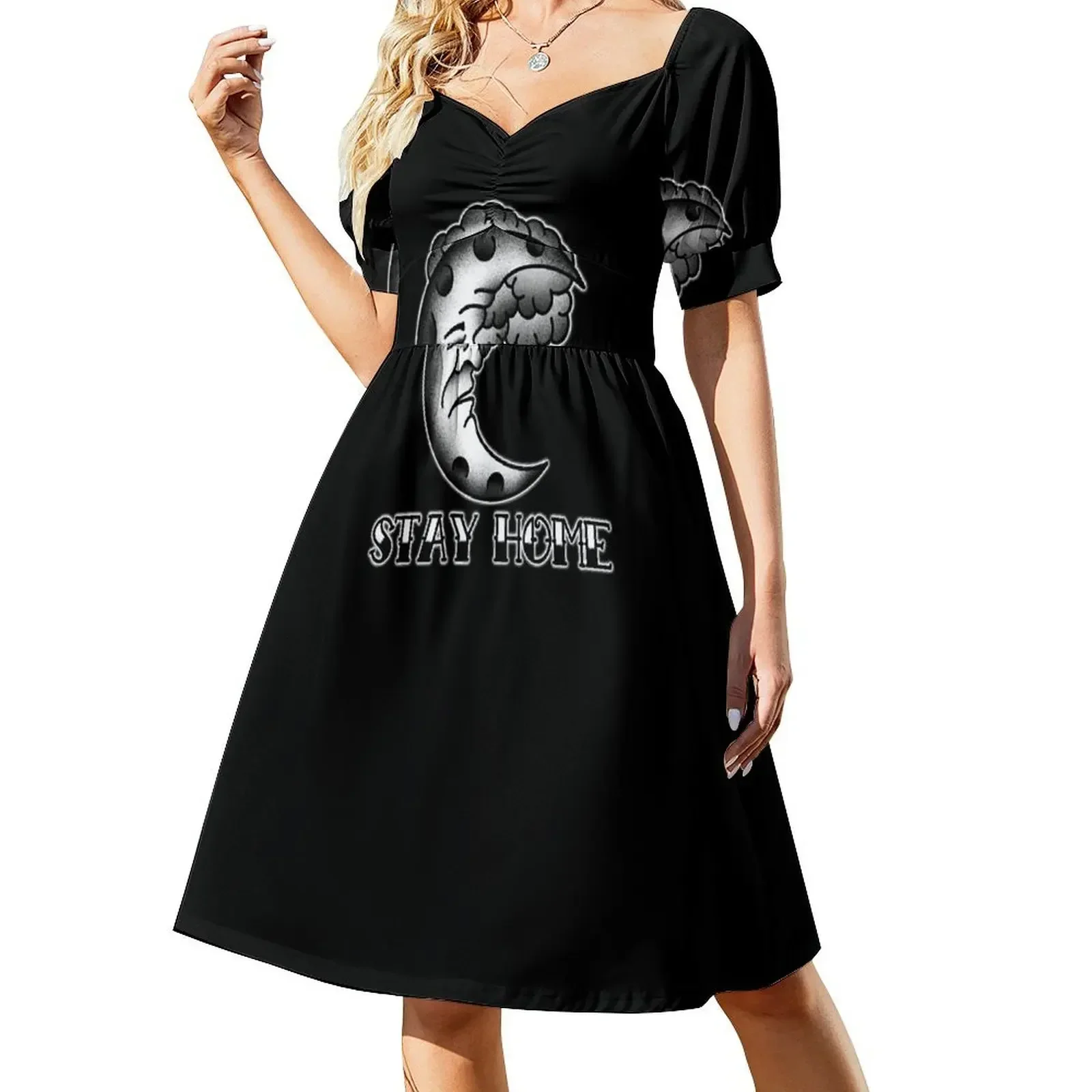 

Sad Moon black and white Short-Sleeved Dress dresses for women 2025 luxury designer party Dresses gala Dress
