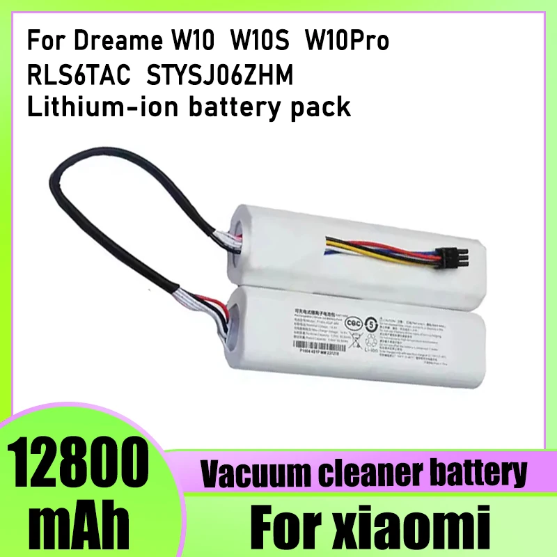 14.4V 5200mAh -12800mAh, for Dreame W10 W10s W10Plus W10Pro robot vacuum cleaner battery replacement