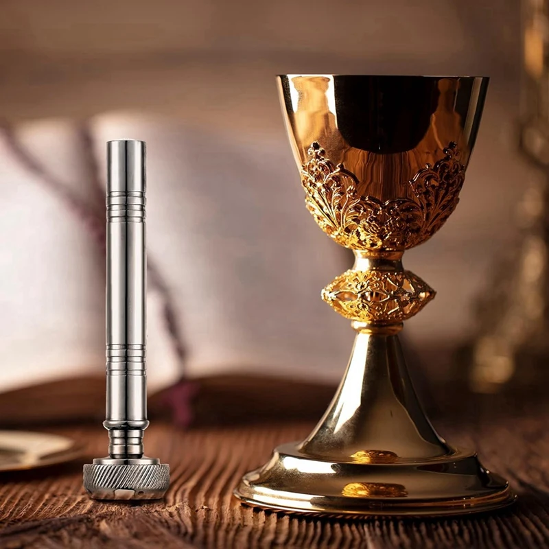 Christian Pocket Holy Water Sprinkler With Leather Carrying Case Religious Pocket Stainless Steel Holy Water Container