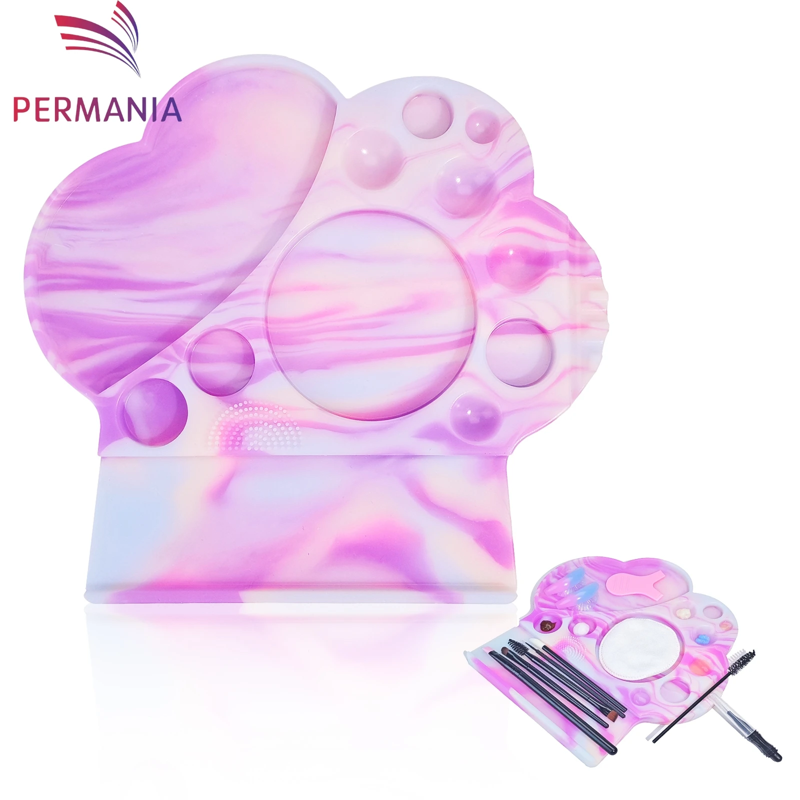 Permania Neu 1 Stück Große Silikonpalette 14-Funktionen-Tablett für Wimpernlifting und -färbung, Augenbrauenlaminierung, Wimpern-Perm-Pads, Make-up-Tool