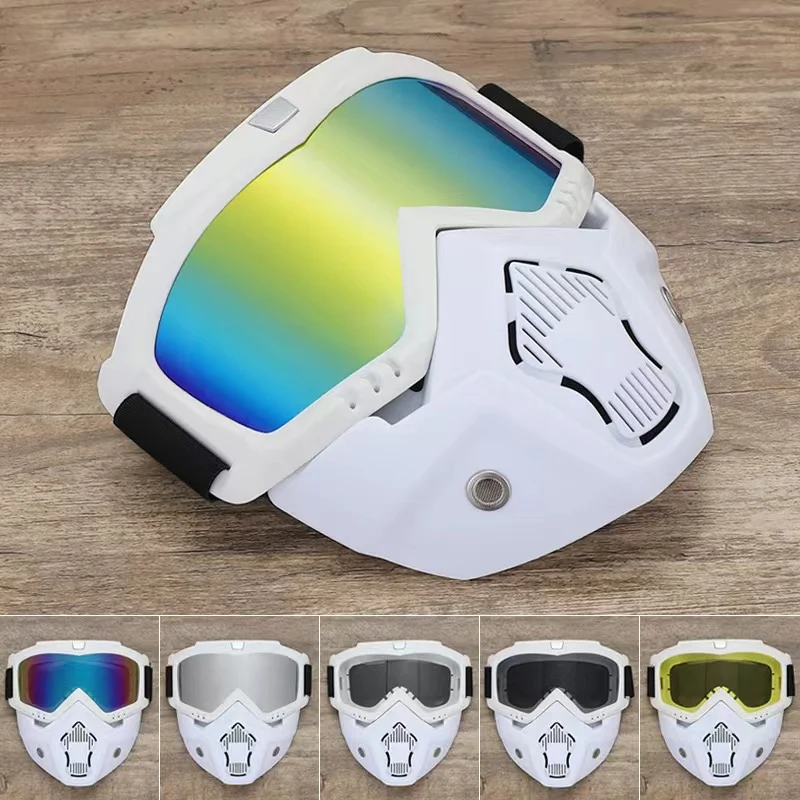 Motorcycle Goggles Mask Detachable Helmet Sunglasses Exchangeable Kit Protect Padding Road Racing UV Glasses