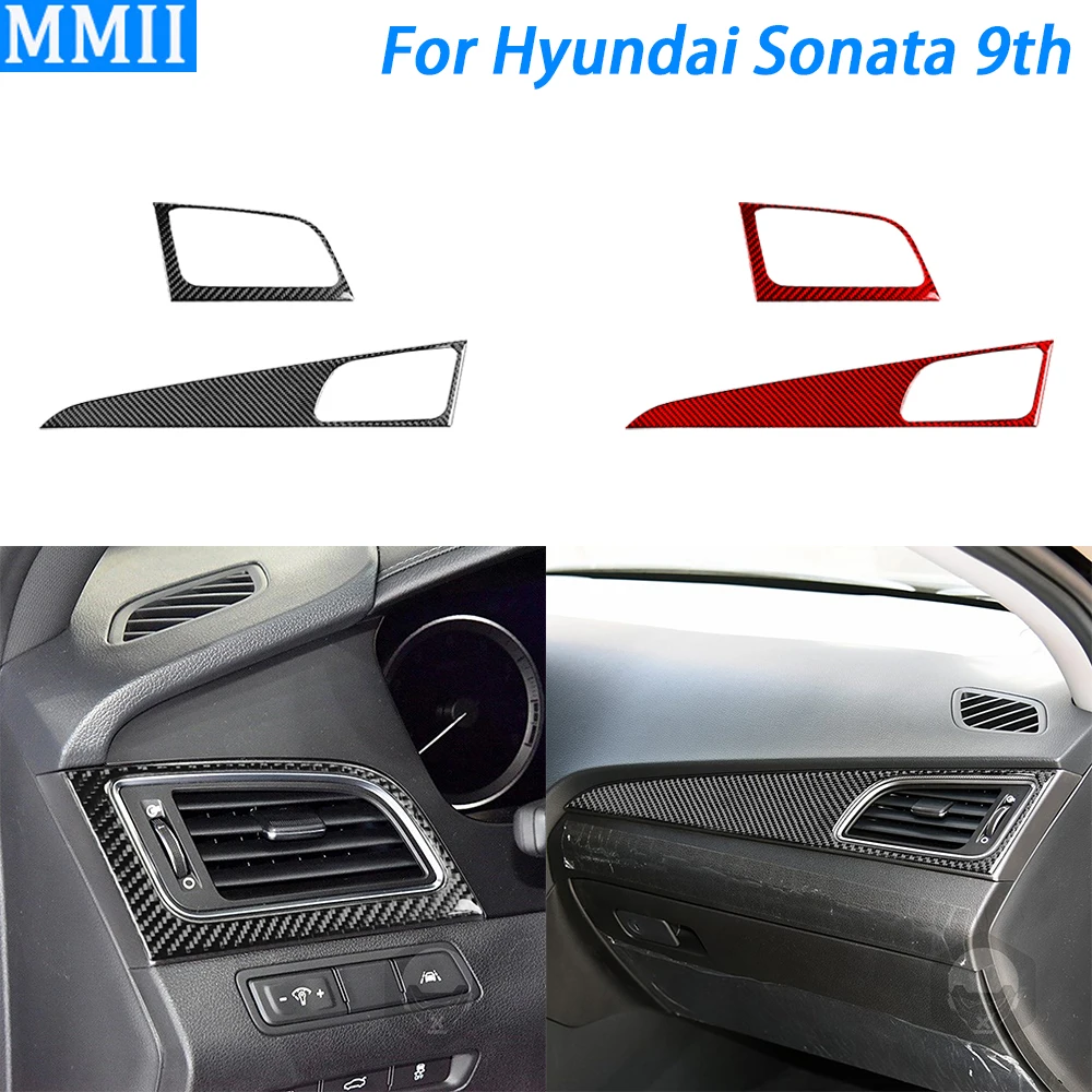 

For Hyundai Sonata 9th 2015-2017 Accessories Carbon Fiber Co-pilot Dashboard Air Vent Outlet Panel Cover Car Interior Sticker