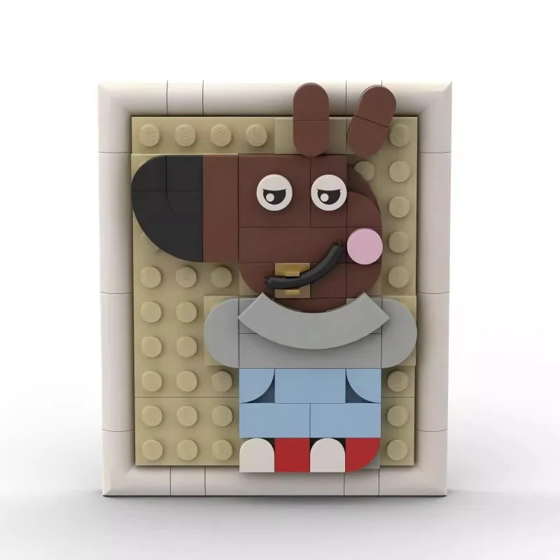 82 pièces ensemble de construction de chien marron froid-Kit de modèle animal créatif MOC pour adolescents et adultes, cadeau de décoration de bureau bricolage relaxant avec guide