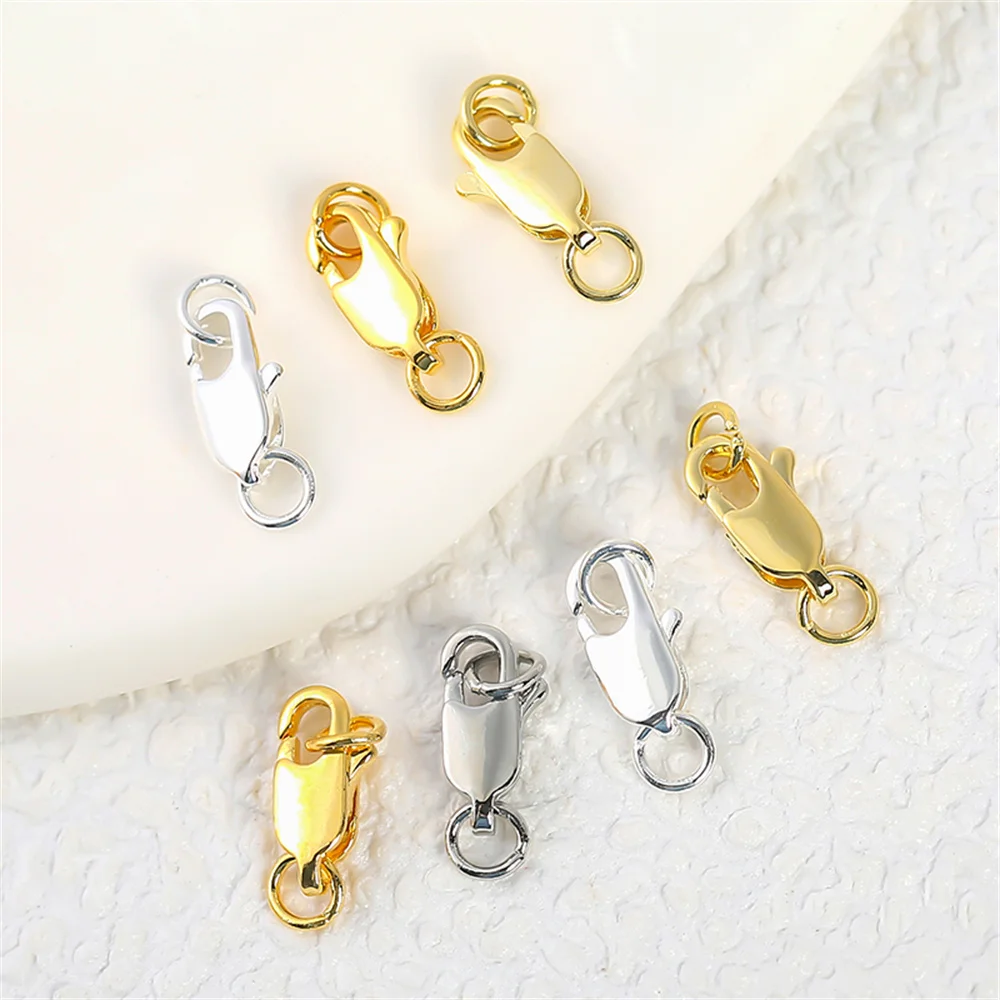 Copper Lobster Clasps Claw Hooks With Rings Bracelet Necklace Connectors For DIY Jewelry Components Findings Making Wholesale