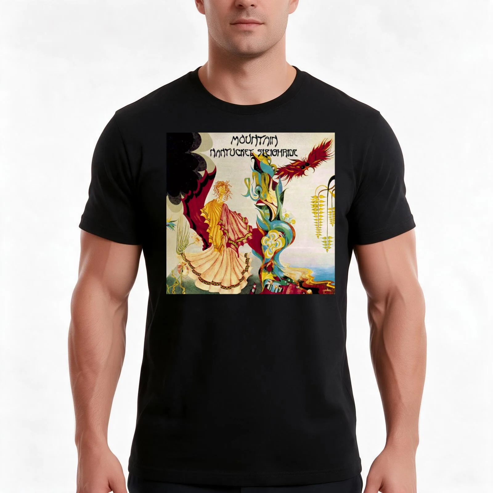 Mountain - Nantucket Sleighride T-Shirt, Summer Casual Cotton Tee, Oversized Streetwear Tops, Vintage Graphic Print, 100% Cotton