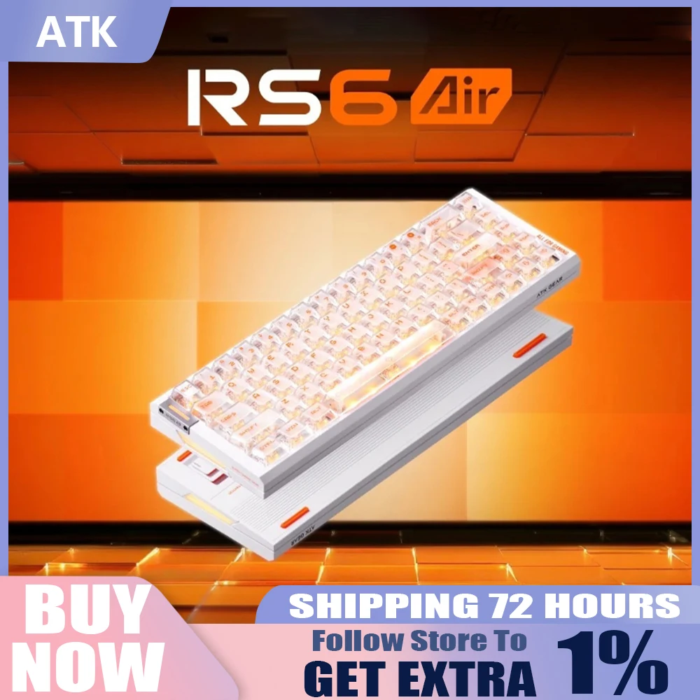 

ATK RS6 AIR клавиатура с магнитным переключателем, проводная 8K GASKET RGB 0,08MS RT 0,001 мм, изготовленная на заказ алюминиевая игровая механическая клавиатура FPS, подарки