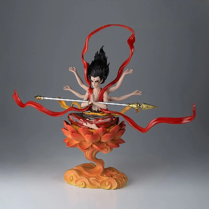 Fire lotus six-armed Nezha, copper ornament gift