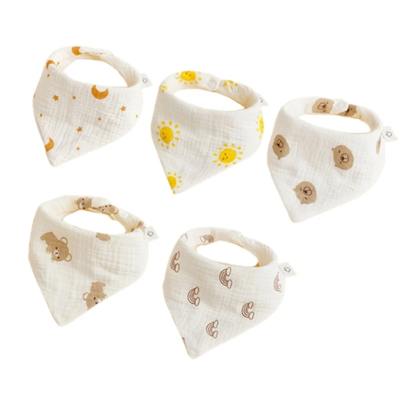 5Pcs/6Pcs Cotton Bibs Newborns Toddlers 6 Layer Bandana Bibs Baby Burp Cloth Absorbent Feeding Bibs 6 Layer Bibs