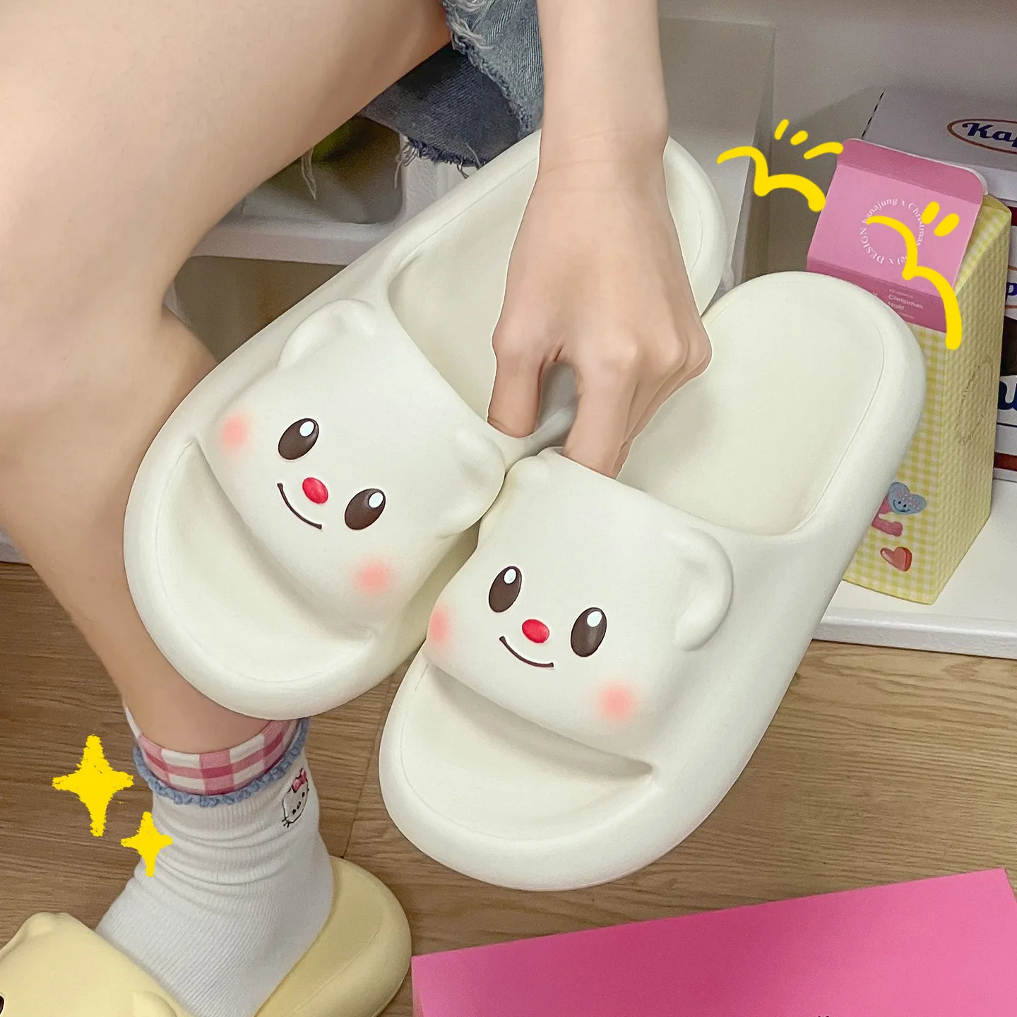 

Cute Cartoon Slippers for Indoor Bathroom Use Anti-slip New Summer Style EVA Material Odorless Women Slippers