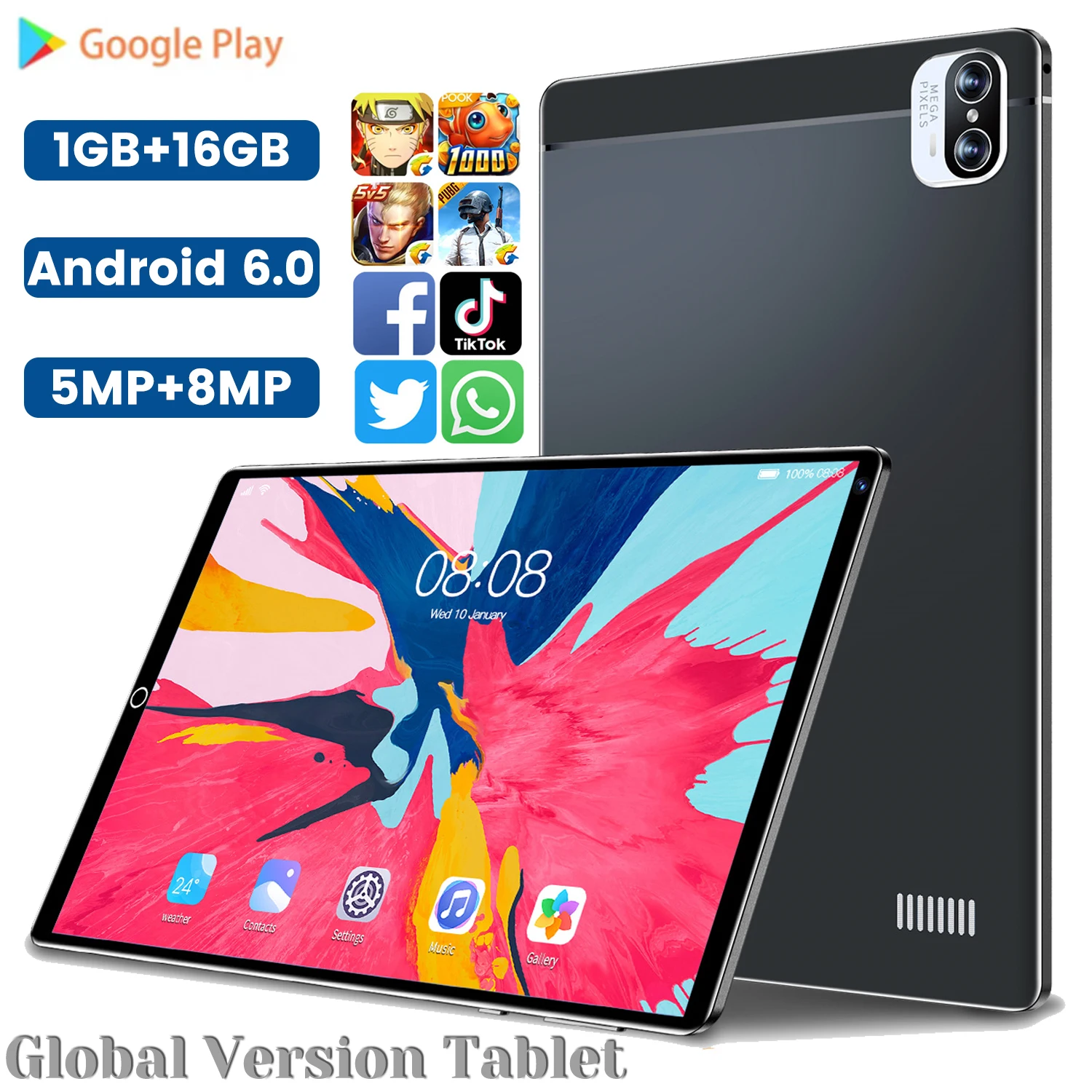 2023 New Global Version 8.1 inch Tablet Android 2GB+32GB 5MP+8MP 3000mAh Android 6.0 Dual SIM network  8 core Bluetooth WIFI