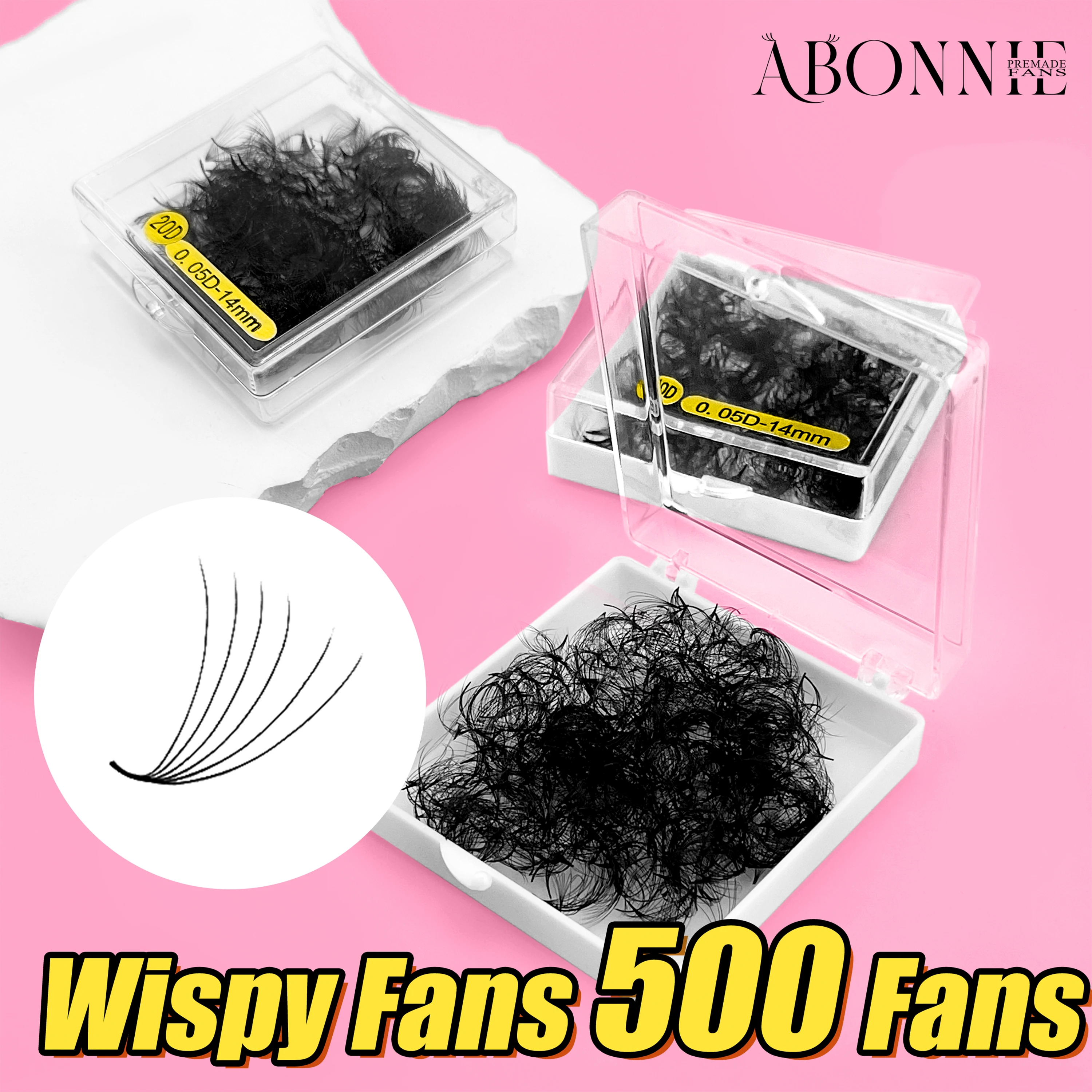 

ABONNIE Pointy Base 500 Fans Big Premade Fans Volume Lashes Extensions Natural Soft Loose Fan