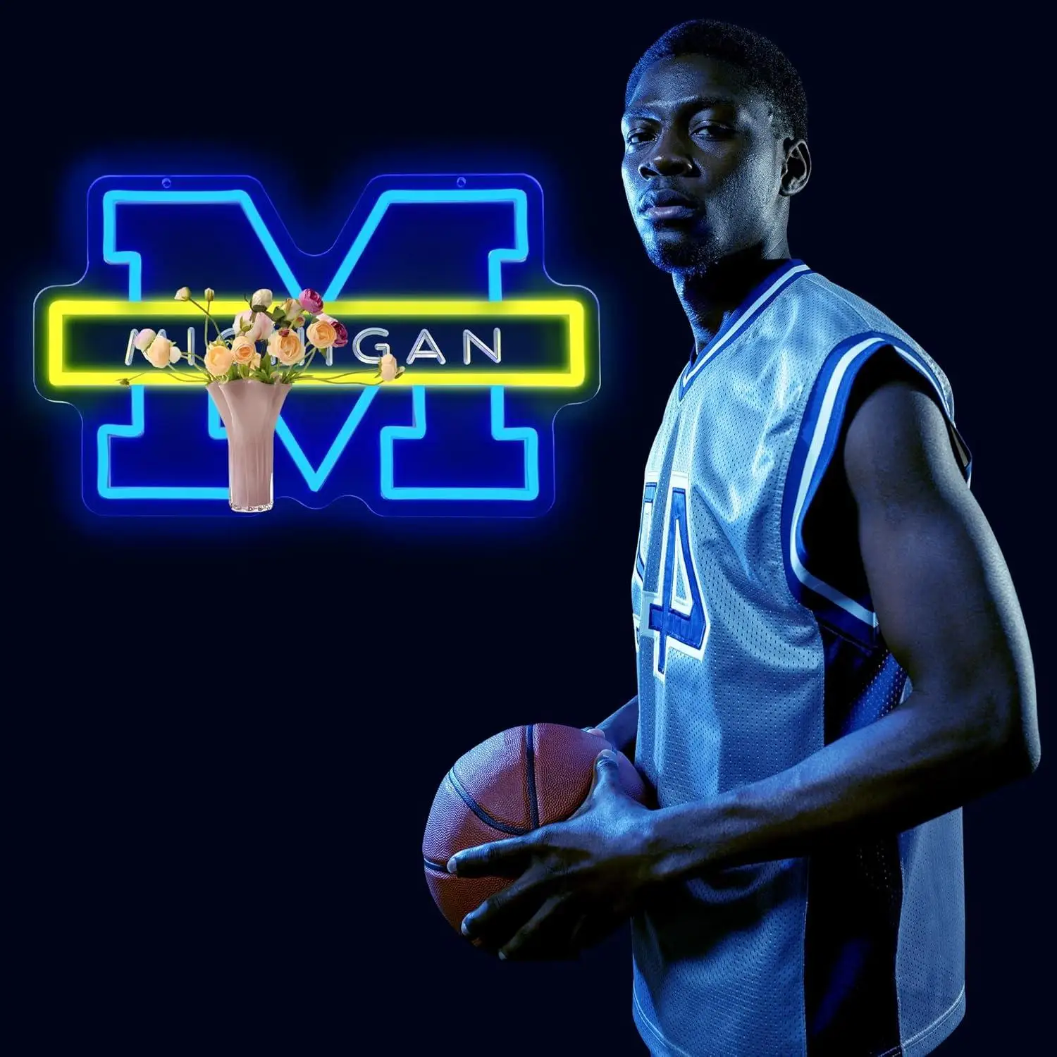 Picture 4: University Basketball Team Neon Sign USB Dimmable LED Neon Lights for Bedroom Bar Man Cave Dormitory Wall Decor Birthday Gift