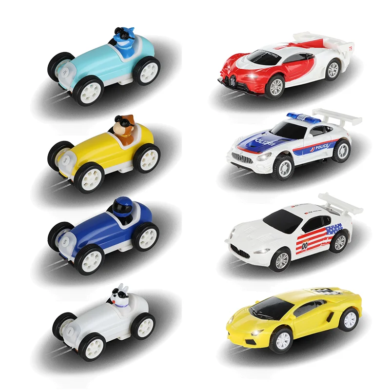 Slot Car 1:64 1/64 Scale Electric Racing High Speed Track with Lights for Adult Hobby Gift Toy Cars