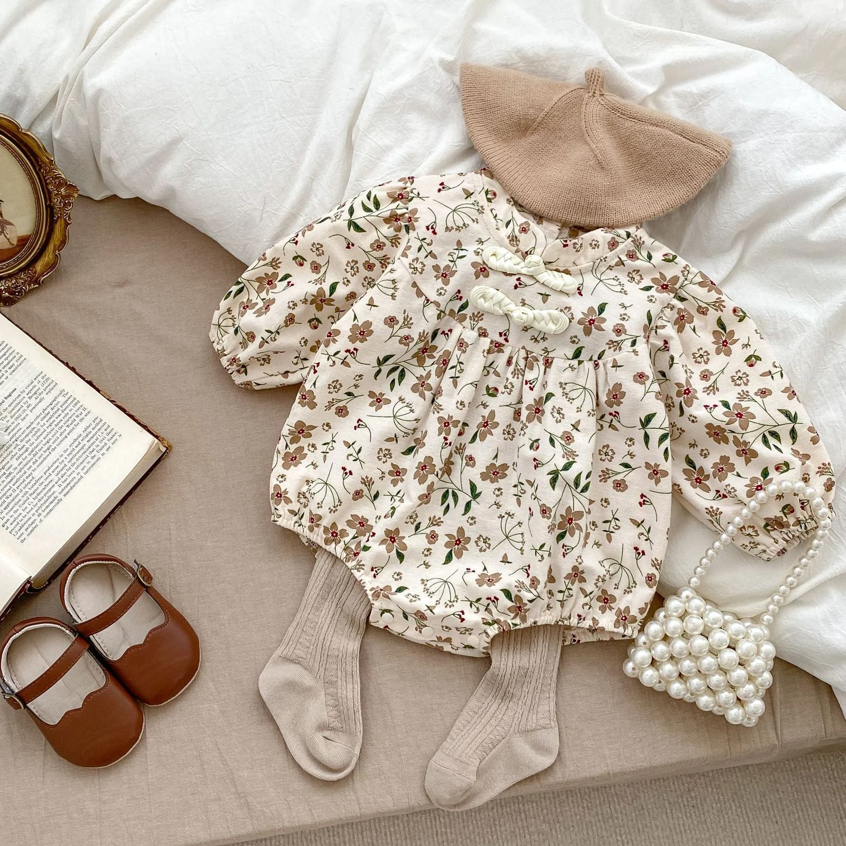 0-24M Flower Baby Girl Romper Newborn Kid Spring Summer Floral Clothes Long Sleeve Print Princess Bodysuit Cotton Outfit
