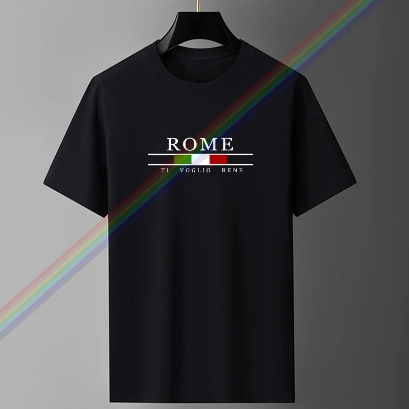 ROME Letter Print Short Sleeved T-shirt Men Simple Y2k Sweatshirt Street Casual TShirt Woman Tops high quality Tshirt Unisex