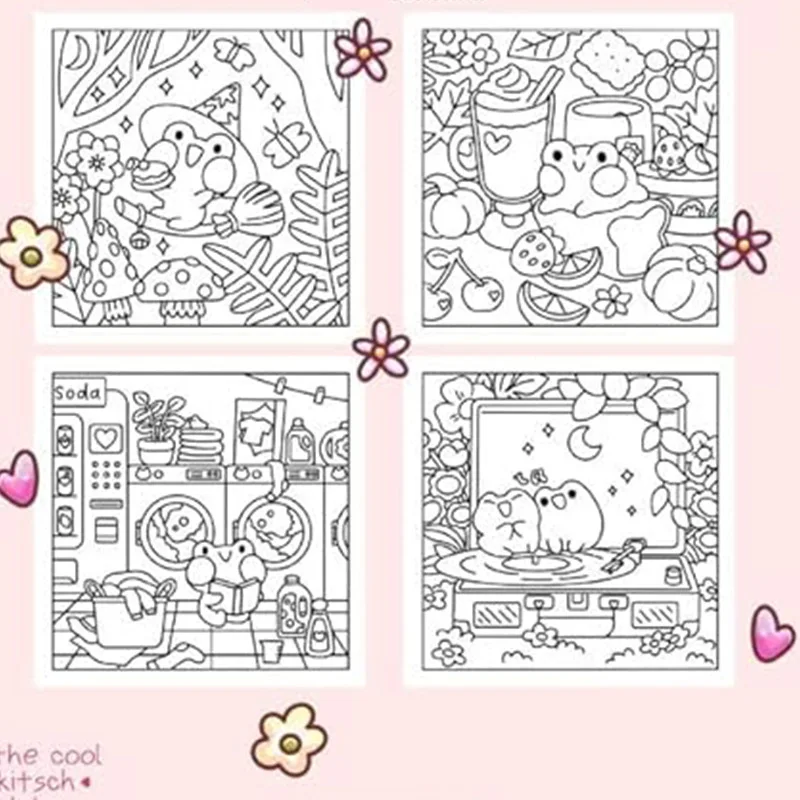 A Kawaii Frog Coloring Book Adorable Frog Adventures in Relaxing Coloring for All Ages Stress Relief and Creativity