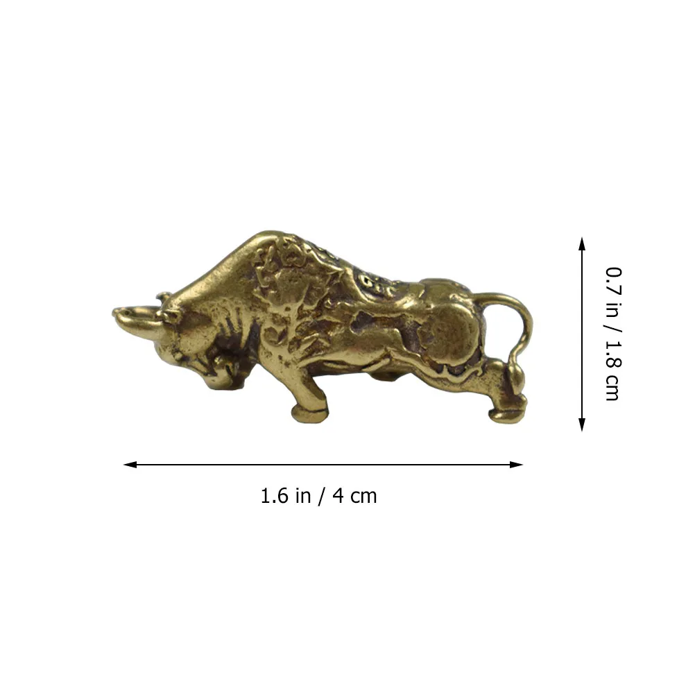 2Pcs Copper Ox Desktop Ornament Animal Shape Metal Decor Home Decoration Table Adornment Brass Handicraft Polished