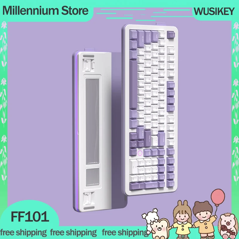 

Wusikey Ff101 Mechanical Keyboard 3 Mode 2.4g Wireless Bluetooth Keyboards Gasket Custom Rgb Hot Swap Gaming Keyboard Pc Gift