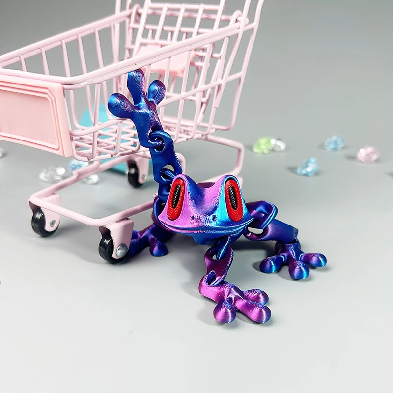 3D Printed Frog Ornament Joints Movable Magnetic Model Creative Simulation Animal Figurine Desktop Frogs Handicraft Decoration