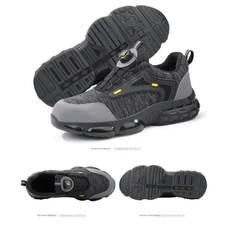 

Men's lightweight and comfortable work boots, anti smashing and anti piercing safety shoes with steel toe that protects the feet