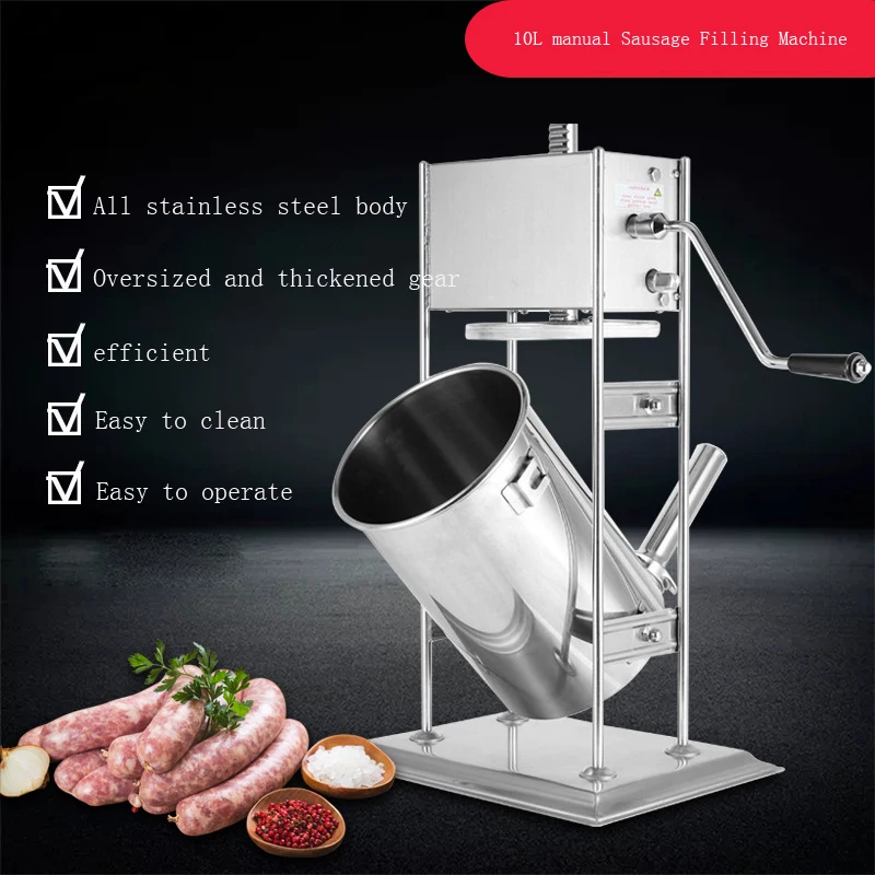 10L Manual Sausage Fill Meat Stuffer Stainless Steel Sausage Filling Machine Homemade Sausage Syringe Sausage Maker