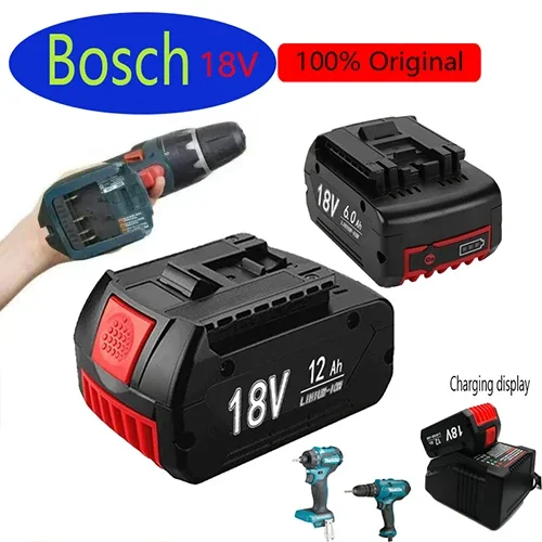 

Аккумуляторная батарея для электродрели Bosch, литий-ионная батарея 18 в, 6,0 Ач, 12 Ач, BAT609, BAT609G, BAT618, BAT618G, BAT6
