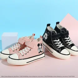 Disney Cartoon Mickey Shoes High-top Children's Canvas Shoes Sneakers Student Non-slip lightweight Pink Black Shoes Size 24-37