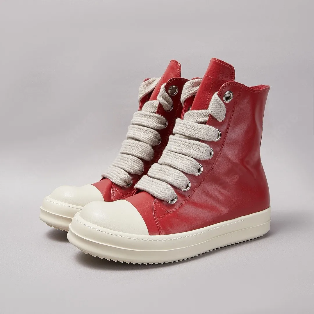 Ricks Scarpe di marca da uomo Boot RO Scarpe alte da donna Scarpe casual Scarpe in pelle rossa Owens Sneaker Retro ZIP Jumbo Lacci Scarpe Falt