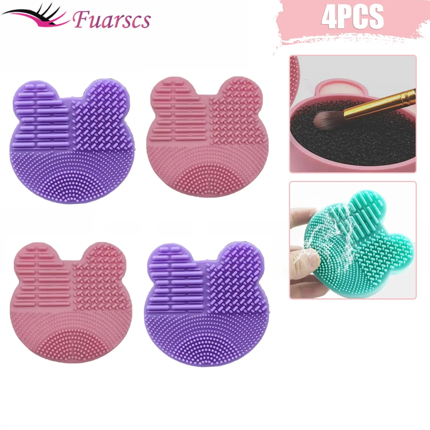 4pcs Mixed Makeup Brush Cleaner Pad Washing Brush Mat Cosmetic Brush Cleaner Universal Make Up Tools Scrubber Board Pad