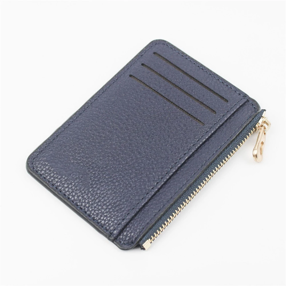 Fashion Mini ID Card Holders Bags Men/Women Business Credit Card Holder PU Leather Slim Bank Card Case Organizer Wallet Zipper