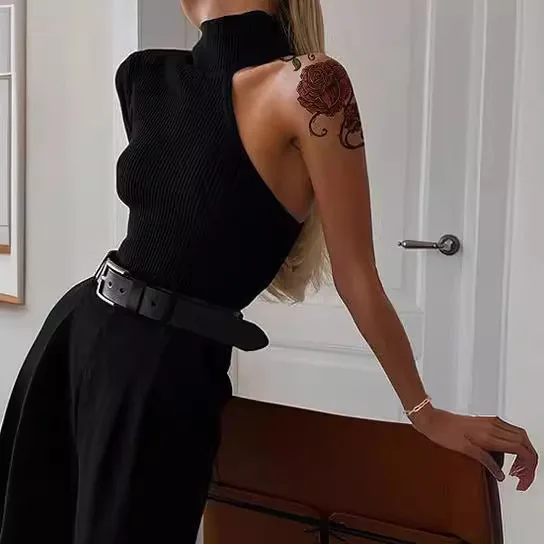 High-End Feels Bla Long Sve Maglia a costine Aderente Tutina in seta di latte Tuta da donna Pantaloni a vita bassa modello sottile
