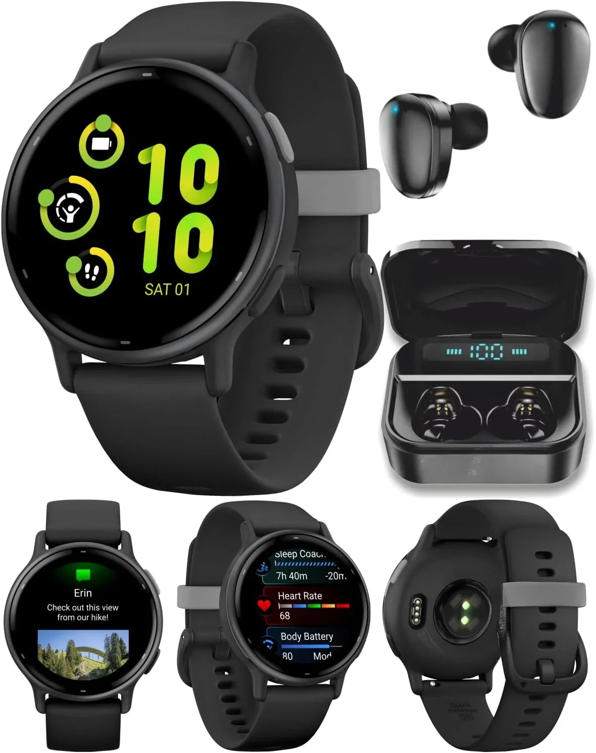 Vivoactive 5 Health and Fitness GPS Smartwatch, 1.2 in AMOLED Display, Up to 11 Days of Battery, Slate Aluminim