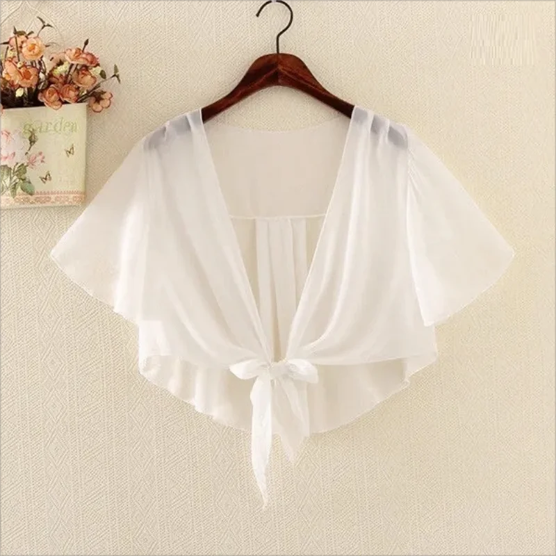 Woman Sun Screen Cardigan Spring Summer Top Korean Fashion Short Loose Thin Chiffon Air Conditioning Shirt