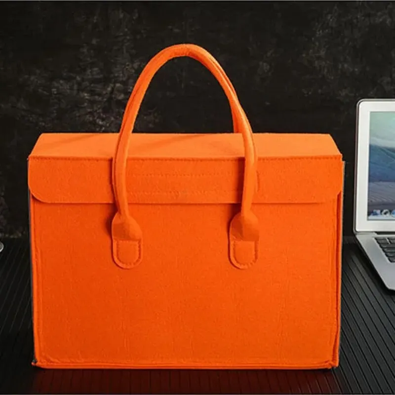 Large Fashion Felt Shopping Handbags Tote Bag Bedroom Book Pencil Color Card Storage Bags Contrast Color Shop Handbag