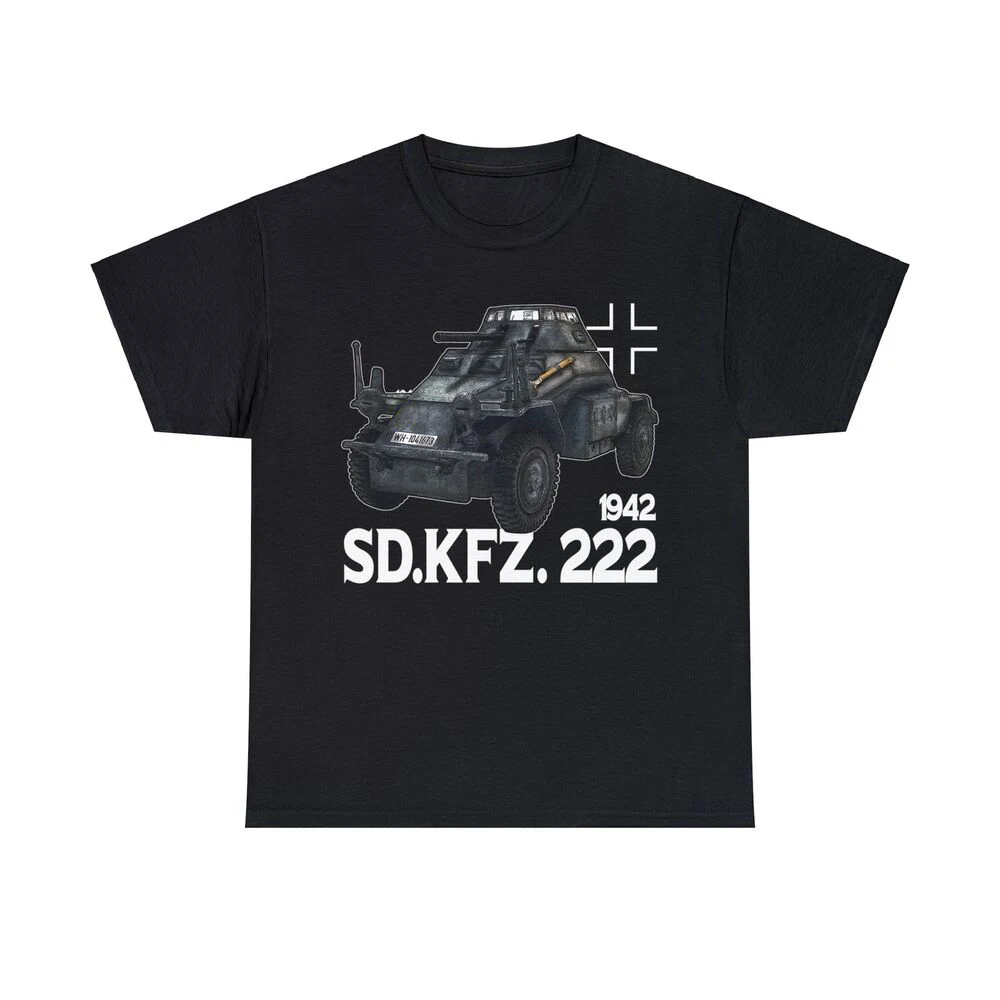 WWII German Sd.kfz 222 Armored Car T-Shirt 100% Cotton O-Neck Short Sleeve Summer Casual Mens T-shirt Size S-3XL