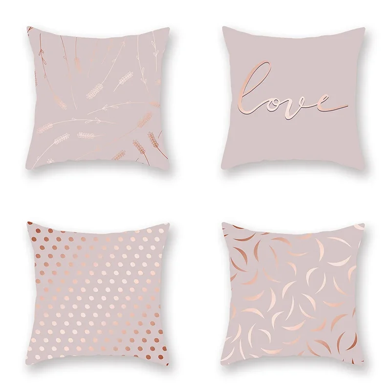 Rose Gold Abstract Printing Throw Pillow Cover Living Room Sofa Office Car Seat Lumbar Cushion   Home Decoration