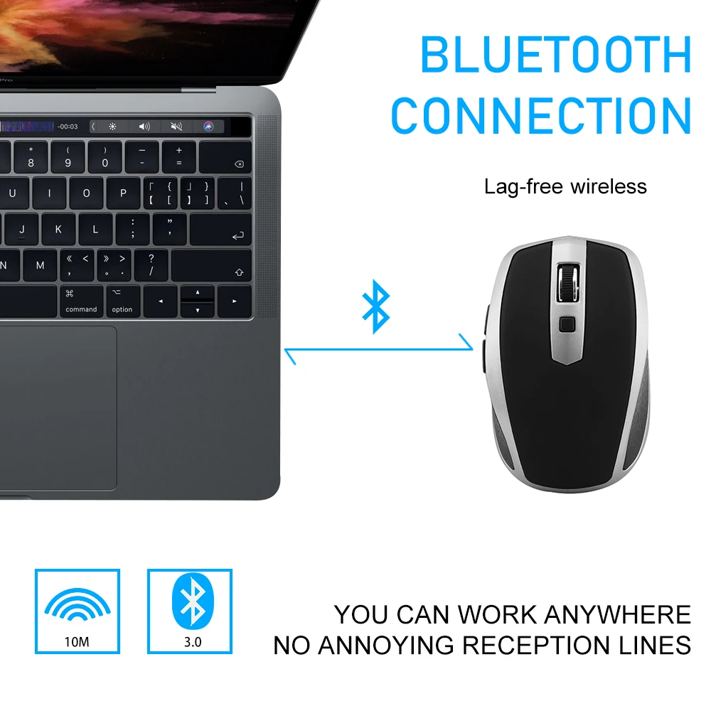 

CHYI Bluetooth 3.0 Wireless Mouse Portable Mini Arc Ergonomic Mouse 6 Button Optical Mause 800-1200-1600 DPI PC Mice For Laptop