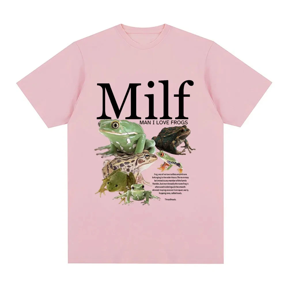 MILF Man I Love Frogs T Shirt Funny Frog Amphibian Lovers Vintage Unisex T-shirts Men Cotton Oversized Short Sleeve Tee Shirt